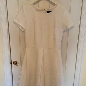 White fit & flare dress with floral detail